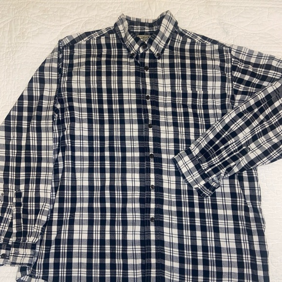 Vintage 2000s LL Bean black and white flannel men’s large long sleeve - Picture 1 of 8
